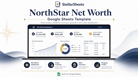 "NorthStar Net Worth Tracker Google Sheets template dashboard"
