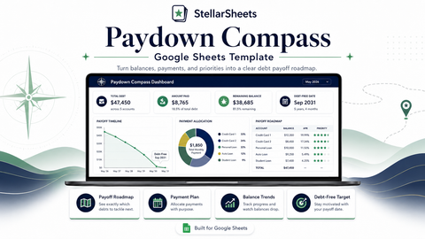 "Paydown Compass Google Sheets Debt Payoff Planner template"