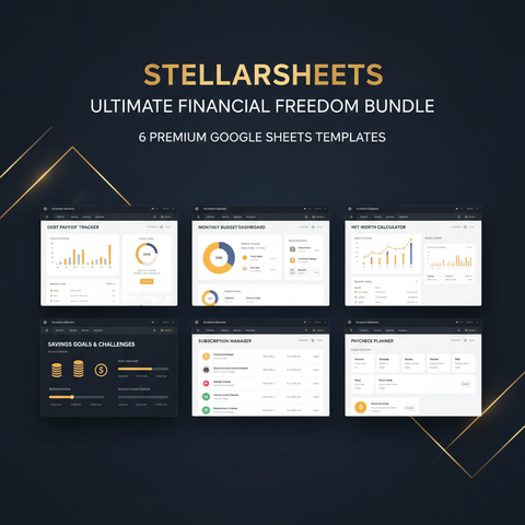 Ultimate Financial Freedom Bundle – 6 Google Sheets financial templates by StellarSheets